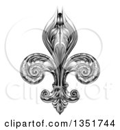 Clipart Of A Black And White Vintage Engraved Fleur De Lis Royalty Free Vector Illustration by AtStockIllustration