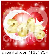 Clipart Of A 3d Gold 2016 Burst And Fireworks Over A Turkey Flag Royalty Free Vector Illustration