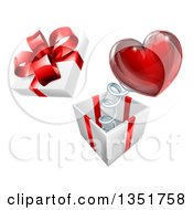 Poster, Art Print Of 3d Gift Box With A Red Heart Springing Out