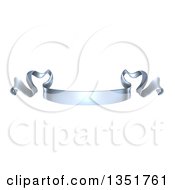 Clipart Of A 3d Shiny Silver Metal Scroll Ribbon Banner Royalty Free Vector Illustration