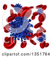 Clipart Of 3d Blue Viruses Attacking Red Blood Cells Royalty Free Vector Illustration