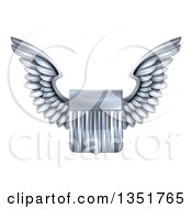 Poster, Art Print Of Shiny Winged Silver Metal United States Flag Shield