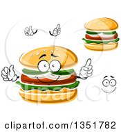 Clipart Of A Cartoon Face Hands And Hamburgers 2 Royalty Free Vector Illustration