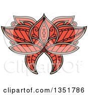 Poster, Art Print Of Beautiful Ornate Orange And Tan Henna Lotus Flower