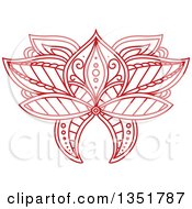 Clipart Of A Beautiful Ornate Red Henna Lotus Flower 3 Royalty Free Vector Illustration