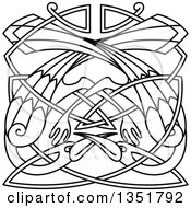 Clipart Of Black And White Lineart Celtic Knot Cranes Or Herons 5 Royalty Free Vector Illustration by Vector Tradition SM