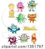 Clipart Of Cartoon Germs Viruses Or Monsters Royalty Free Vector Illustration
