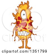 Clipart Of A Cartoon Orange And Red Spotted Cyclops Germ Virus Or Monster Royalty Free Vector Illustration