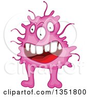 Clipart Of A Cartoon Pink Germ Virus Or Monster Royalty Free Vector Illustration