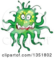 Clipart Of A Cartoon Green Germ Virus Or Monster Royalty Free Vector Illustration