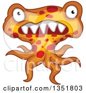 Poster, Art Print Of Cartoon Orange And Red Spotted Germ Virus Or Monster