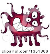 Clipart Of A Cartoon Red Germ Virus Or Monster Royalty Free Vector Illustration