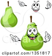 Clipart Of A Cartoon Face Hands And Green Pears 2 Royalty Free Vector Illustration
