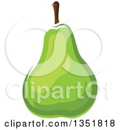 Clipart Of A Cartoon Shiny Green Pear Royalty Free Vector Illustration