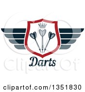 Poster, Art Print Of Winged Shield With A Crown And Throwing Darts Over Text