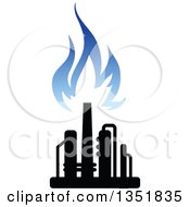 Poster, Art Print Of Black And Blue Silhouetted Natural Gas And Flame Design 3