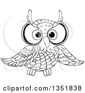 Clipart Of A Cute Black And White Owl 2 Royalty Free Vector Illustration