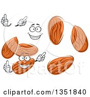 Clipart Of A Cartoon Face Hands And Almonds 2 Royalty Free Vector Illustration