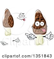 Clipart Of A Cartoon Face Hands And Morel Mushroom Character 2 Royalty Free Vector Illustration by Vector Tradition SM