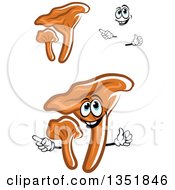 Clipart Of A Cartoon Face Hands And Chanterelle Mushrooms 3 Royalty Free Vector Illustration