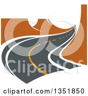 Poster, Art Print Of Curvy Two Lane Road With Canyon Cliffs