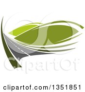Clipart Of A Two Lane Road With Green Hills Royalty Free Vector Illustration