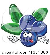 Poster, Art Print Of Cartoon Goofy Blueberries Character Pointing
