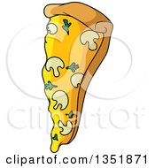 Poster, Art Print Of Cartoon Pizza Slice With Mushrooms And Parsley
