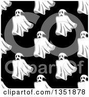 Poster, Art Print Of Seamless Pattern Background Of Ghosts On Black 5