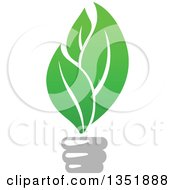 Poster, Art Print Of Green Leaf Light Bulb