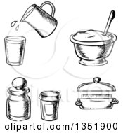 Black And White Sketched Baking Items
