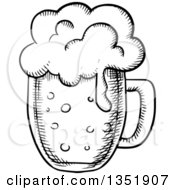 Clipart Of A Black And White Sketched Beer Mug Royalty Free Vector Illustration