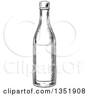 Poster, Art Print Of Black And White Sketched Wine Bottle
