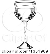 Poster, Art Print Of Black And White Sketched Wine Glass