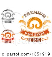 Clipart Of Bakery Text Designs Of Pretzels And Wheat Royalty Free Vector Illustration