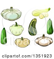 Poster, Art Print Of Cartoon Squash And Zucchini