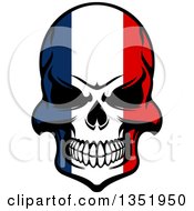 Clipart Of A Grinning Evil Skull In French Flag Colors Royalty Free Vector Illustration