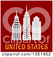 Poster, Art Print Of Flat Design American Skyscrapers Over Text On Red