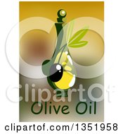 Poster, Art Print Of Bottle Of Olive Oil Over Text And Blur