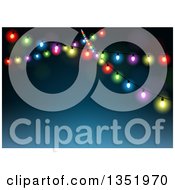 Clipart Of Strands Of Christmas Lights Over Blue With Text Space Royalty Free Vector Illustration
