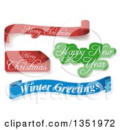 Poster, Art Print Of Red Green And Blue Christmas Greeting Banners Over Shaded White