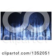 Clipart Of A 3d Demon Wandering In A Foggy Forest At Night Royalty Free Illustration