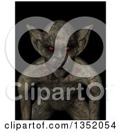 Poster, Art Print Of 3d Red Eyed Demon Or Zombie Staring Over Black