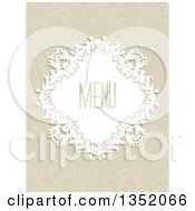 Poster, Art Print Of White Floral Diamond Frame With Menu Text Over A Canvas Texture