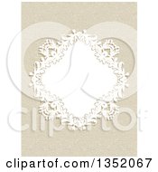 White Floral Diamond Frame Over A Canvas Texture
