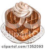 Poster, Art Print Of Square Chocolate Cake Topped With Cream