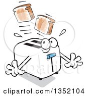 Cartoon Toaster Startling Itself While Popping Out Toast