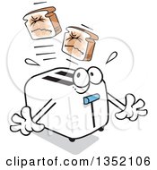 Cartoon Toaster Popping Out Hurting Squinting Toast