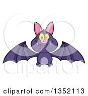 Cartoon Halloween Flying Purple Vampire Bat