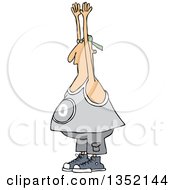 Clipart Of A Cartoon Chubby White Juvenile Deliquent Man Holding Up His Hands Royalty Free Vector Illustration